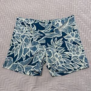 Pacific Scene green Hawaiian print swim shorts size L